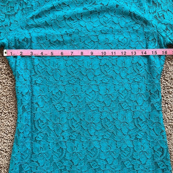 $350 Teal Lace Diane von Furstenberg Mini Dress - Picture 4 of 9
